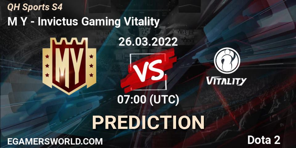 M Y - Invictus Gaming Vitality: прогноз. 26.03.2022 at 06:41, Dota 2, QH Sports S4
