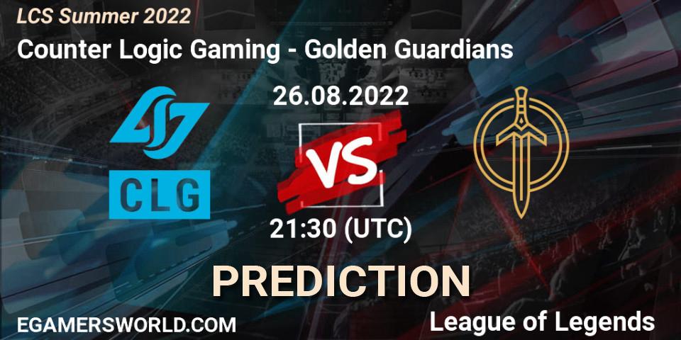 Counter Logic Gaming - Golden Guardians: прогноз. 26.08.2022 at 20:00, LoL, LCS Summer 2022