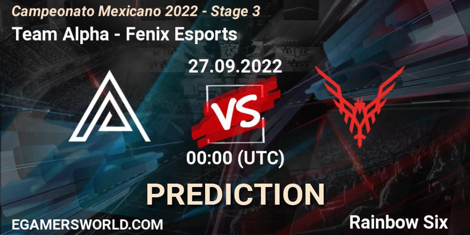 Team Alpha - Fenix Esports: прогноз. 27.09.2022 at 00:00, Rainbow Six, Campeonato Mexicano 2022 - Stage 3