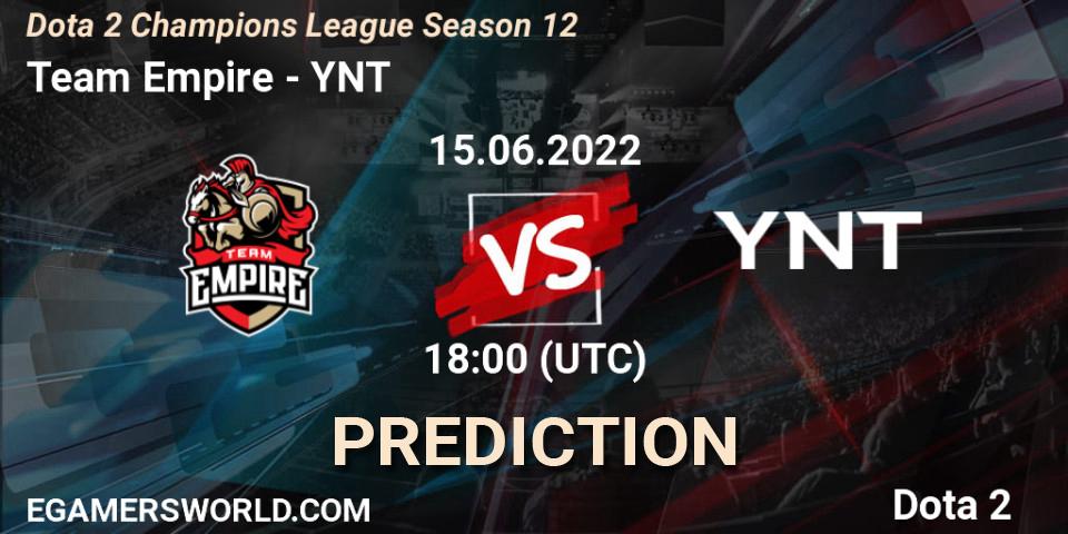 Team Empire - YNT: прогноз. 15.06.2022 at 18:11, Dota 2, Dota 2 Champions League Season 12