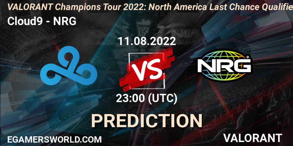 Cloud9 - NRG: прогноз. 12.08.2022 at 00:05, VALORANT, VCT 2022: North America Last Chance Qualifier