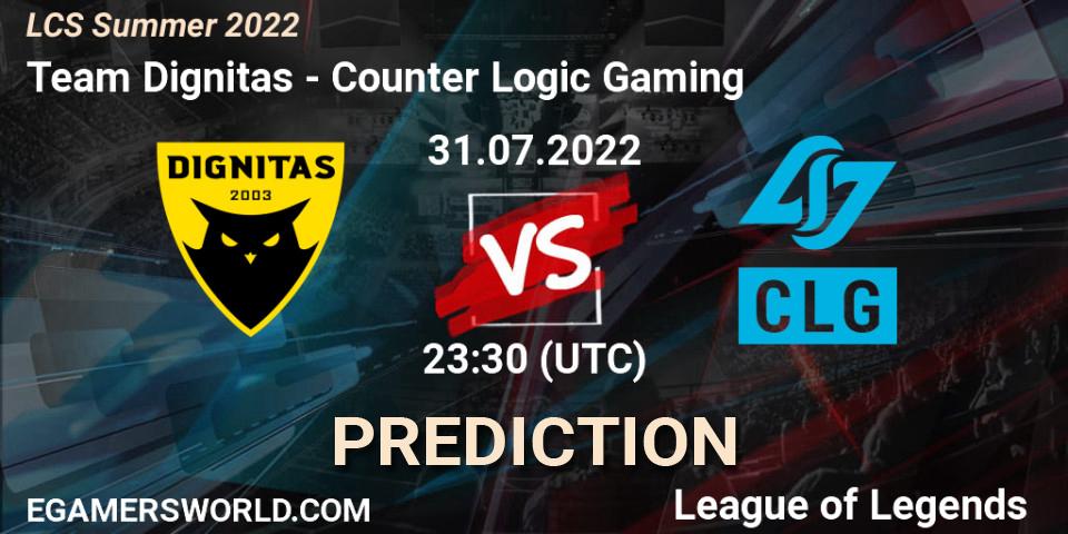 Team Dignitas - Counter Logic Gaming: прогноз. 31.07.2022 at 23:30, LoL, LCS Summer 2022