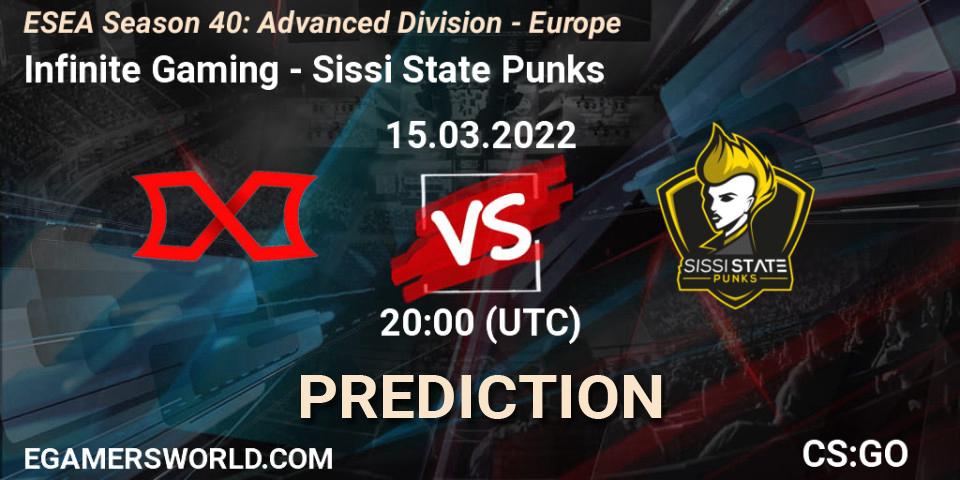 Infinite Gaming - Sissi State Punks: прогноз. 15.03.2022 at 20:00, Counter-Strike (CS2), ESEA Season 40: Advanced Division - Europe