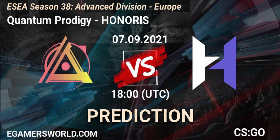 Quantum Prodigy - HONORIS: прогноз. 07.09.2021 at 18:00, Counter-Strike (CS2), ESEA Season 38: Advanced Division - Europe