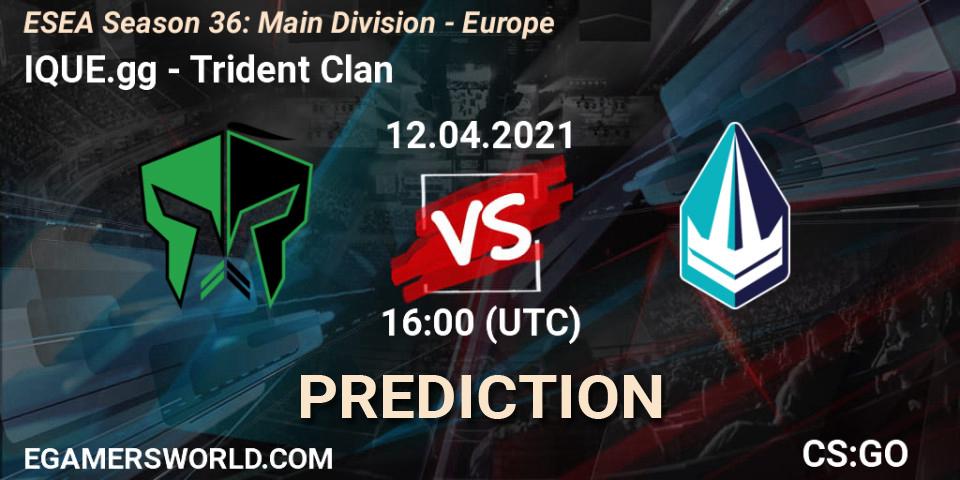 IQUE.gg - Trident Clan: прогноз. 12.04.2021 at 16:00, Counter-Strike (CS2), ESEA Season 36: Main Division - Europe