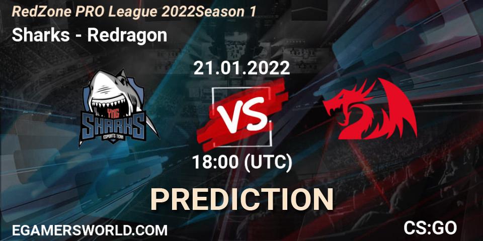 Sharks - Redragon: прогноз. 21.01.2022 at 18:00, Counter-Strike (CS2), RedZone PRO League 2022 Season 1