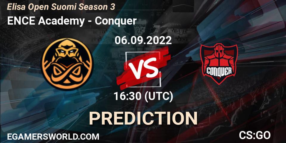 ENCE Academy - Conquer: прогноз. 06.09.2022 at 16:30, Counter-Strike (CS2), Elisa Open Suomi Season 3