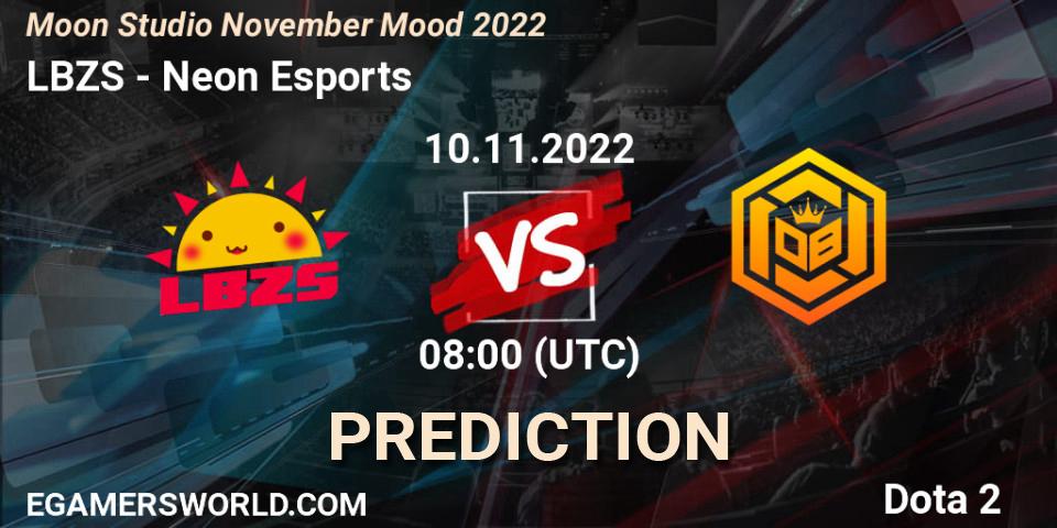 LBZS - Neon Esports: прогноз. 10.11.2022 at 08:25, Dota 2, Moon Studio November Mood 2022