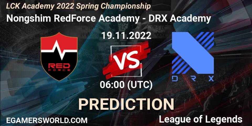 Nongshim RedForce Academy - DRX Academy: прогноз. 19.11.2022 at 08:25, LoL, LCK Academy 2022 Spring Championship