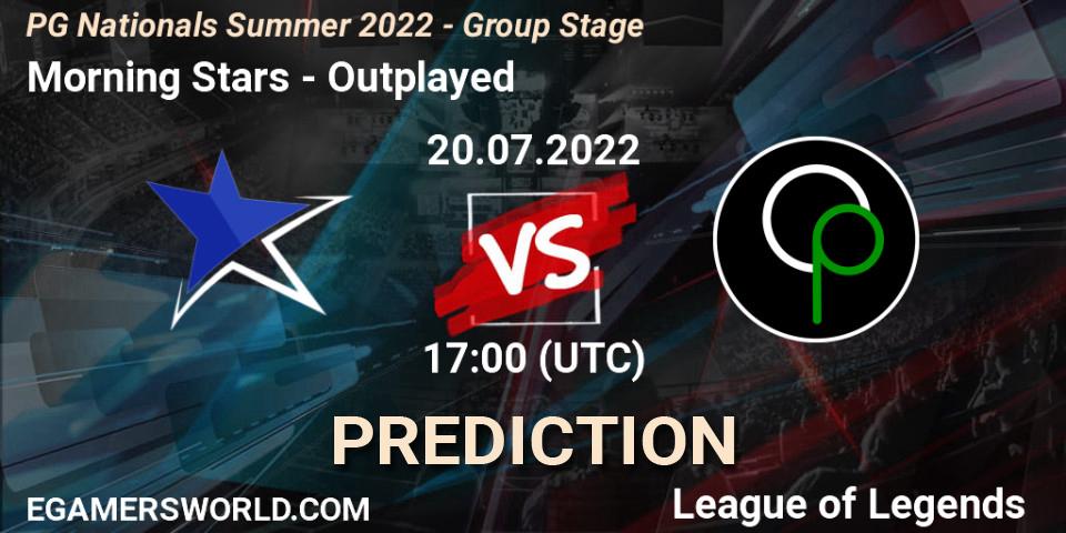 Morning Stars - Outplayed: прогноз. 20.07.2022 at 17:00, LoL, PG Nationals Summer 2022 - Group Stage