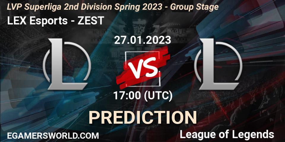 LEX Esports - ZEST: прогноз. 27.01.2023 at 17:00, LoL, LVP Superliga 2nd Division Spring 2023 - Group Stage