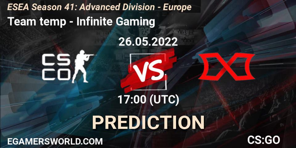 Team temp - Infinite Gaming: прогноз. 07.06.2022 at 16:00, Counter-Strike (CS2), ESEA Season 41: Advanced Division - Europe