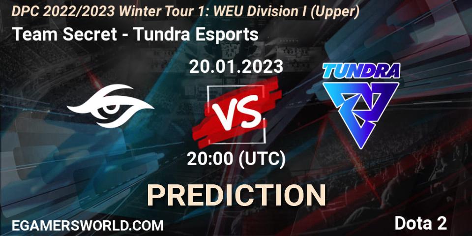Team Secret - Tundra Esports: прогноз. 20.01.2023 at 19:55, Dota 2, DPC 2022/2023 Winter Tour 1: WEU Division I (Upper)