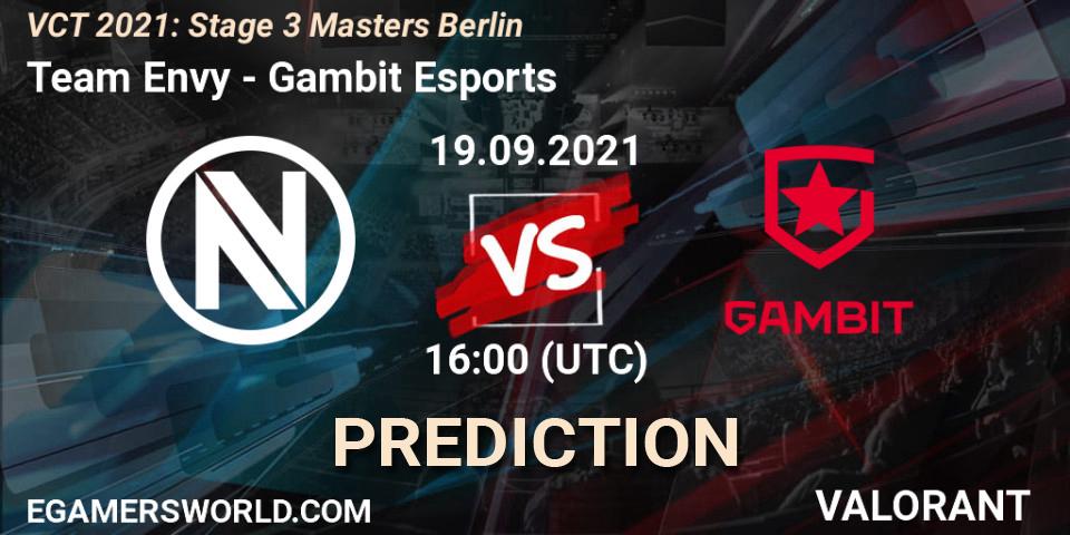 Team Envy - Gambit Esports: прогноз. 19.09.2021 at 16:00, VALORANT, VCT 2021: Stage 3 Masters Berlin