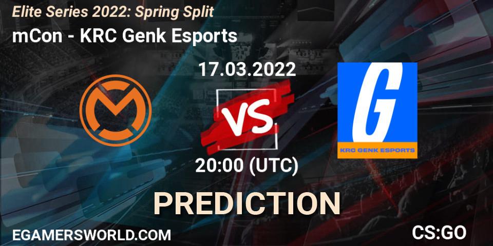 mCon - KRC Genk Esports: прогноз. 17.03.2022 at 20:00, Counter-Strike (CS2), Elite Series 2022: Spring Split