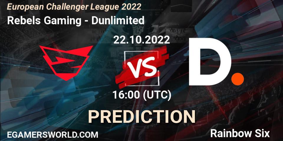 Rebels Gaming - Dunlimited: прогноз. 22.10.2022 at 16:00, Rainbow Six, European Challenger League 2022