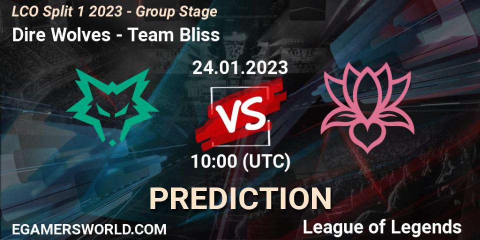 Dire Wolves - Team Bliss: прогноз. 24.01.2023 at 09:00, LoL, LCO Split 1 2023 - Group Stage