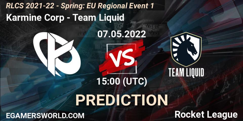Karmine Corp - Team Liquid: прогноз. 07.05.2022 at 15:00, Rocket League, RLCS 2021-22 - Spring: EU Regional Event 1