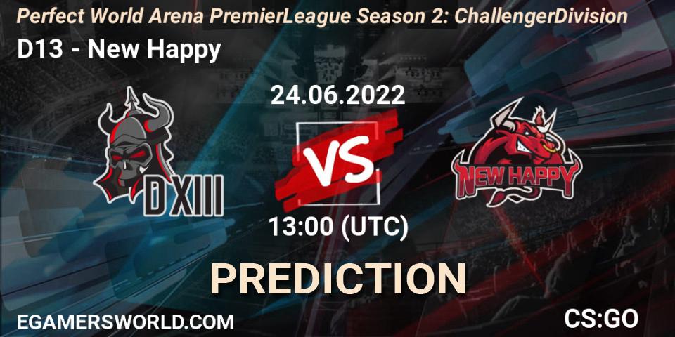 D13 - New Happy: прогноз. 24.06.22, CS2 (CS:GO), Perfect World Arena Premier League Season 2: Challenger Division