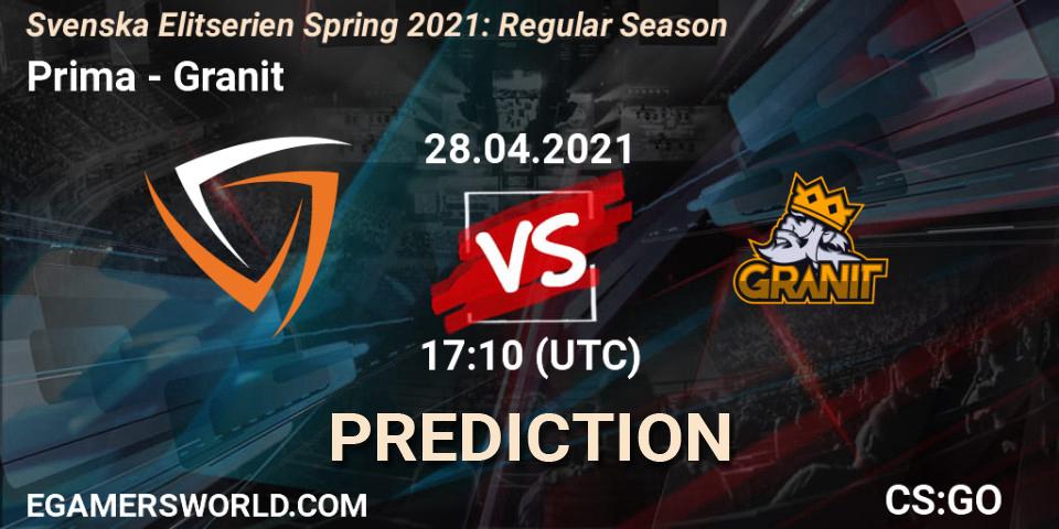 Prima - Granit: прогноз. 28.04.2021 at 17:10, Counter-Strike (CS2), Svenska Elitserien Spring 2021: Regular Season