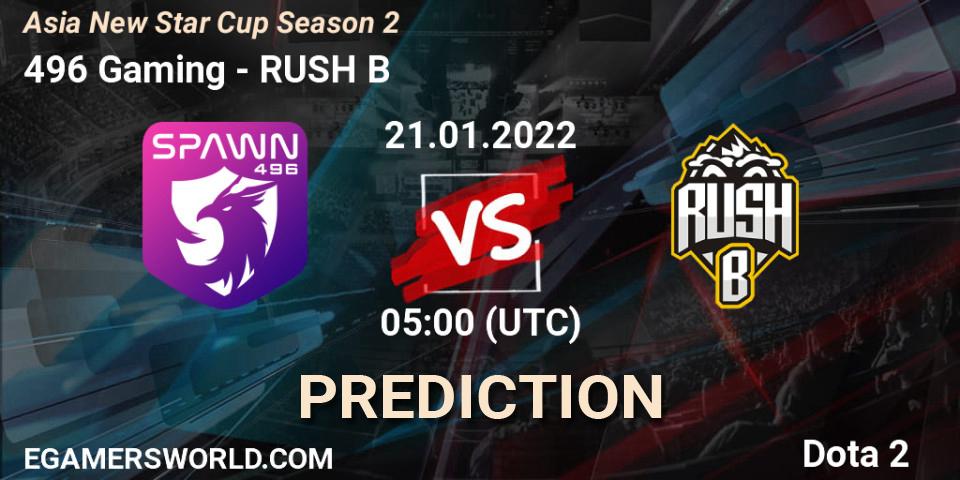 496 Gaming - RUSH B: прогноз. 21.01.2022 at 06:05, Dota 2, Asia New Star Cup Season 2