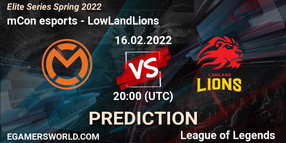 mCon esports - LowLandLions: прогноз. 16.02.2022 at 20:00, LoL, Elite Series Spring 2022