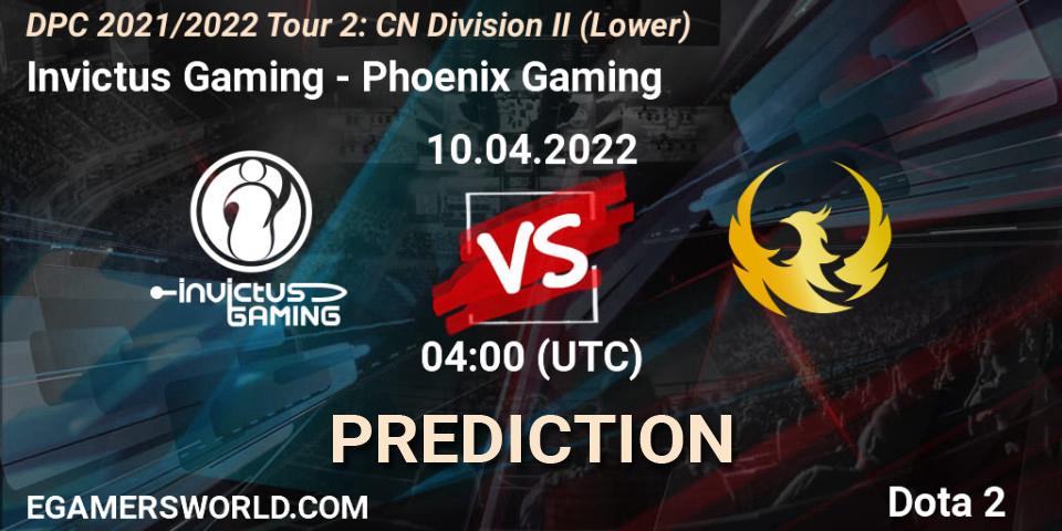 Invictus Gaming - Phoenix Gaming: прогноз. 15.04.2022 at 07:03, Dota 2, DPC 2021/2022 Tour 2: CN Division II (Lower)