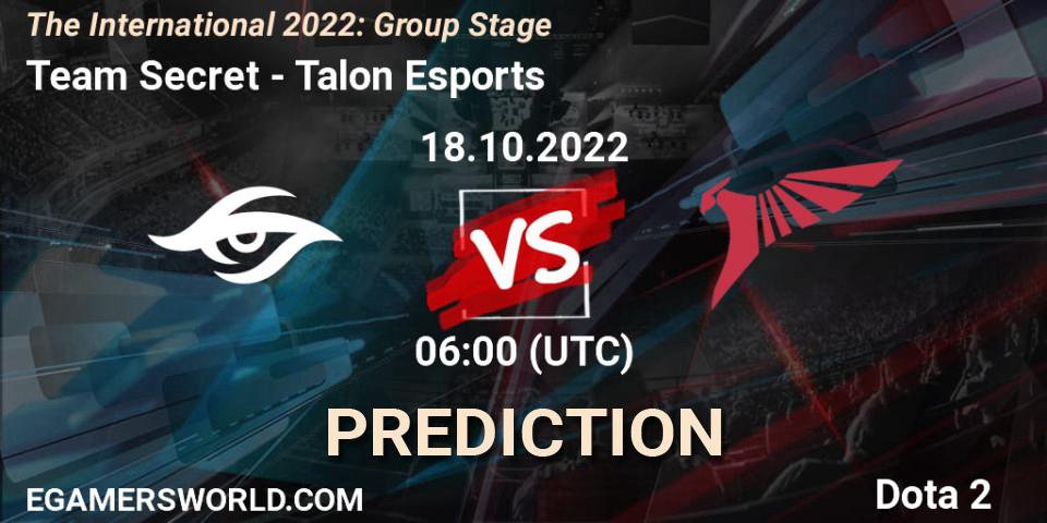 Team Secret - Talon Esports: прогноз. 18.10.22, Dota 2, The International 2022: Group Stage