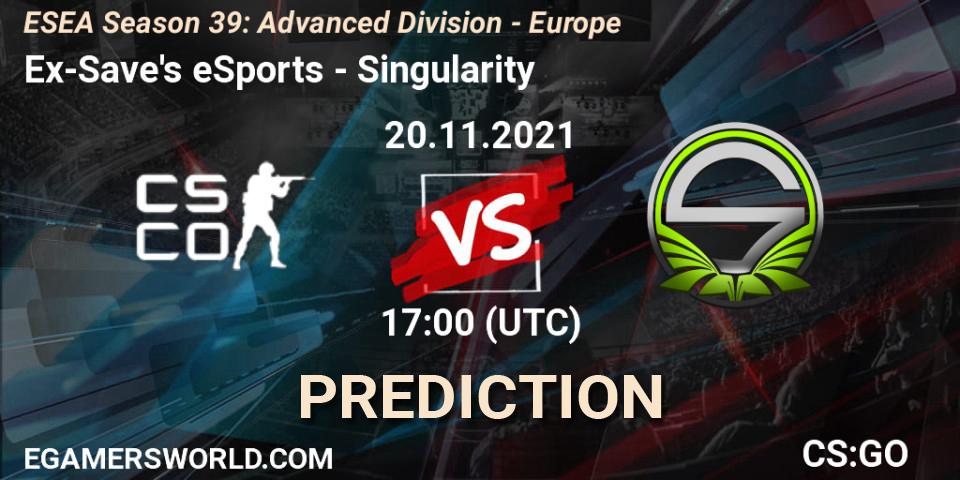 Ex-Save's eSports - Singularity: прогноз. 20.11.2021 at 17:00, Counter-Strike (CS2), ESEA Season 39: Advanced Division - Europe