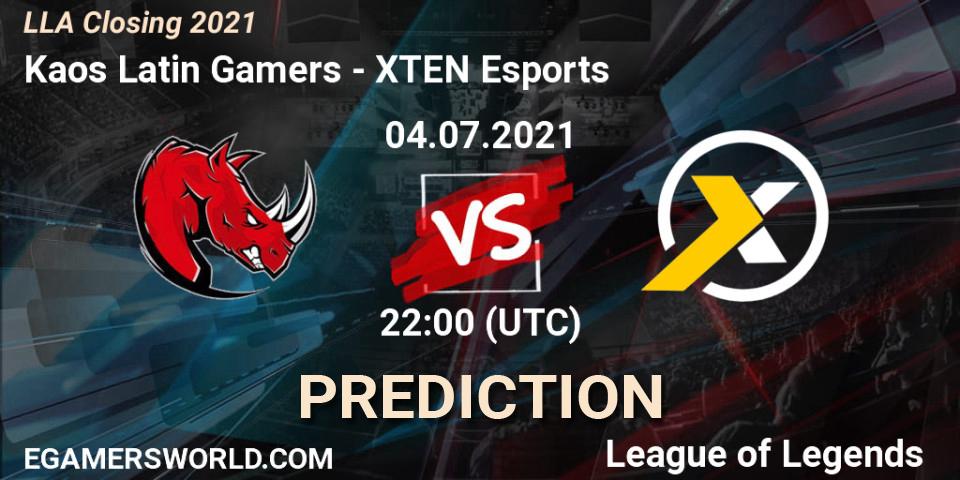 Kaos Latin Gamers - XTEN Esports: прогноз. 05.07.21, LoL, LLA Closing 2021