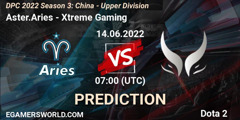 Aster.Aries - Xtreme Gaming: прогноз. 14.06.2022 at 07:00, Dota 2, DPC 2021/2022 China Tour 3: Division I