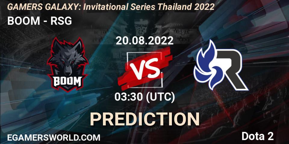 BOOM - RSG: прогноз. 20.08.2022 at 03:30, Dota 2, GAMERS GALAXY: Invitational Series Thailand 2022