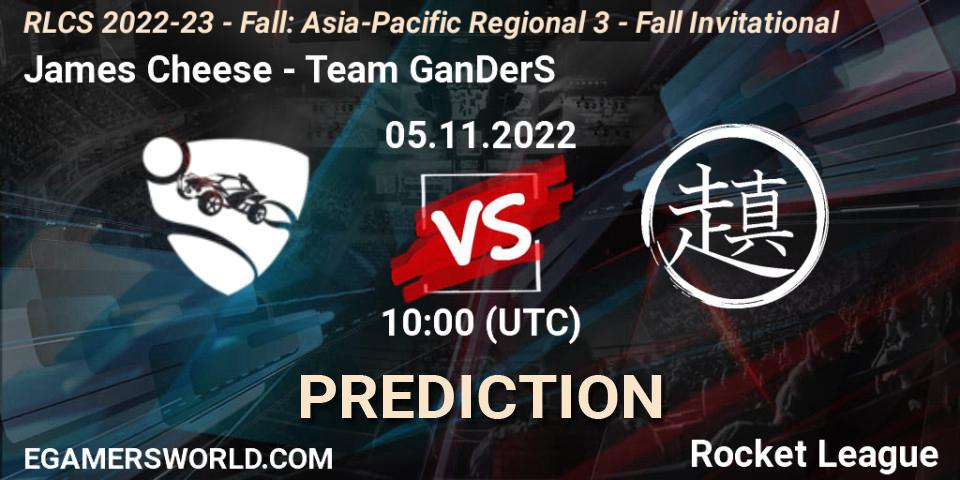 James Cheese - Team GanDerS: прогноз. 05.11.2022 at 10:00, Rocket League, RLCS 2022-23 - Fall: Asia-Pacific Regional 3 - Fall Invitational
