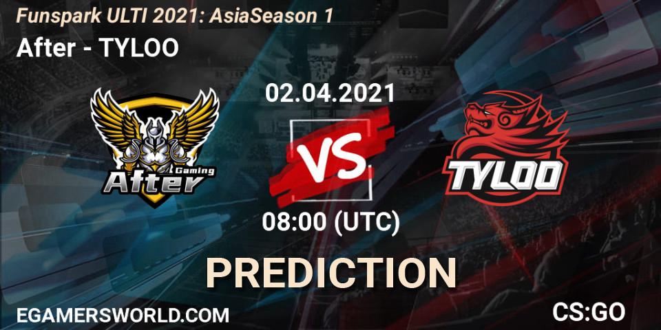 After - TYLOO: прогноз. 02.04.2021 at 07:35, Counter-Strike (CS2), Funspark ULTI 2021: Asia Season 1