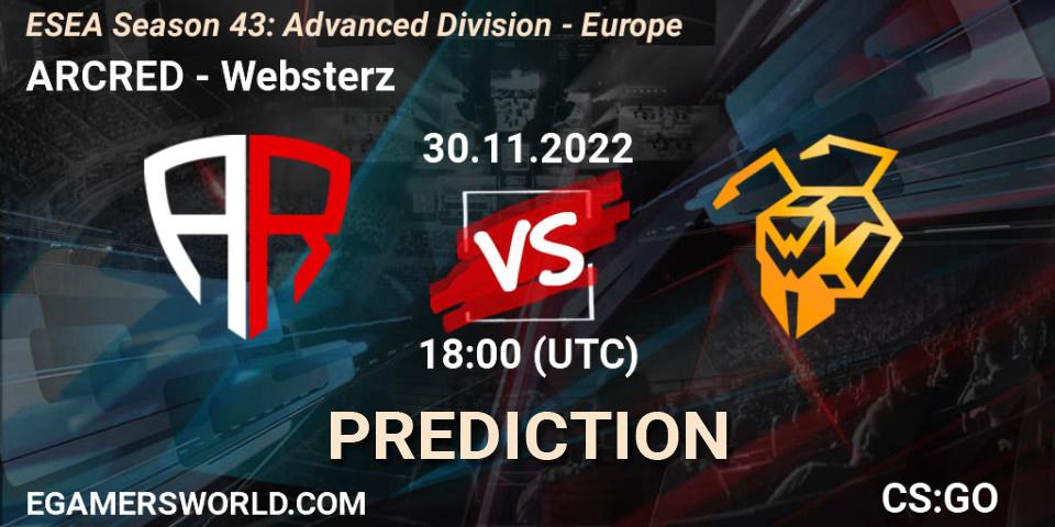 ARCRED - Websterz: прогноз. 30.11.22, CS2 (CS:GO), ESEA Season 43: Advanced Division - Europe