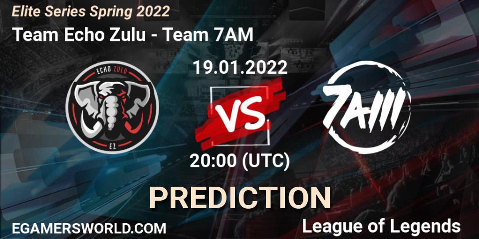 Team Echo Zulu - Team 7AM: прогноз. 19.01.2022 at 20:00, LoL, Elite Series Spring 2022