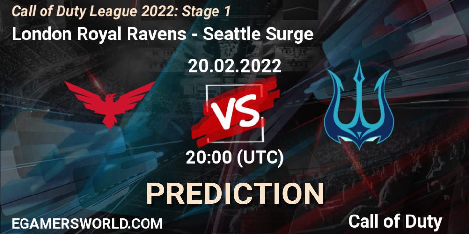 London Royal Ravens - Seattle Surge: прогноз. 20.02.2022 at 20:00, Call of Duty, Call of Duty League 2022: Stage 1