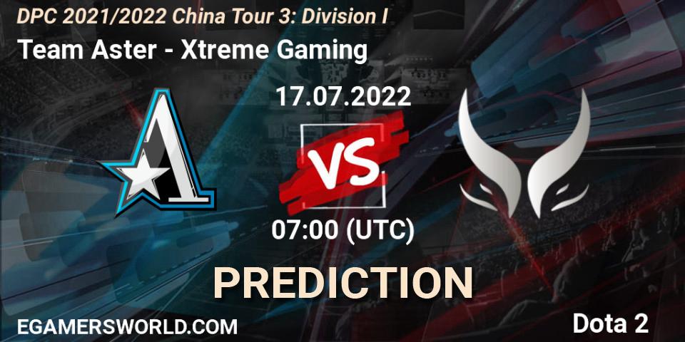 Team Aster - Xtreme Gaming: прогноз. 17.07.2022 at 07:18, Dota 2, DPC 2021/2022 China Tour 3: Division I