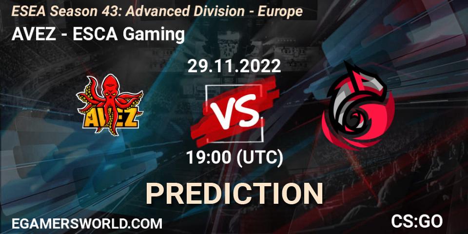 AVEZ - ESCA Gaming: прогноз. 29.11.22, CS2 (CS:GO), ESEA Season 43: Advanced Division - Europe