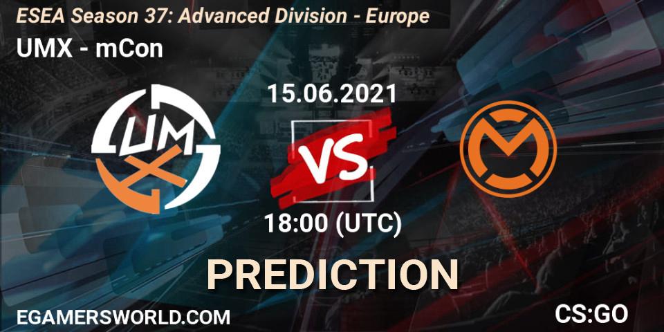 UMX - mCon: прогноз. 15.06.2021 at 18:00, Counter-Strike (CS2), ESEA Season 37: Advanced Division - Europe