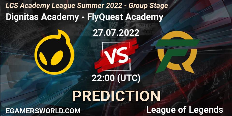 Dignitas Academy - FlyQuest Academy: прогноз. 27.07.2022 at 22:00, LoL, LCS Academy League Summer 2022 - Group Stage