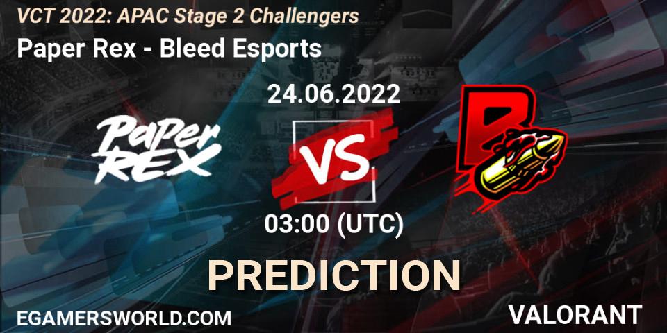 Paper Rex - Bleed Esports: прогноз. 24.06.2022 at 03:00, VALORANT, VCT 2022: APAC Stage 2 Challengers
