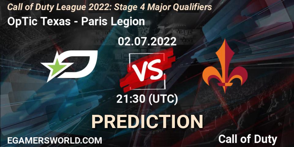 OpTic Texas - Paris Legion: прогноз. 02.07.2022 at 20:30, Call of Duty, Call of Duty League 2022: Stage 4