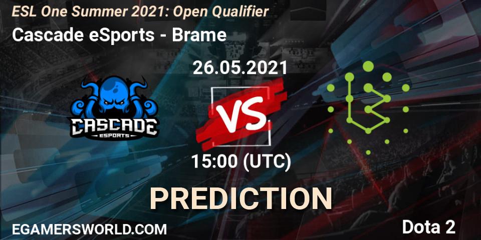 Cascade eSports - Brame: прогноз. 26.05.21, Dota 2, ESL One Summer 2021: Open Qualifier
