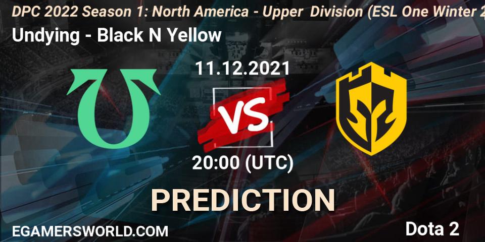 Undying - Black N Yellow: прогноз. 11.12.2021 at 21:53, Dota 2, DPC 2022 Season 1: North America - Upper Division (ESL One Winter 2021)
