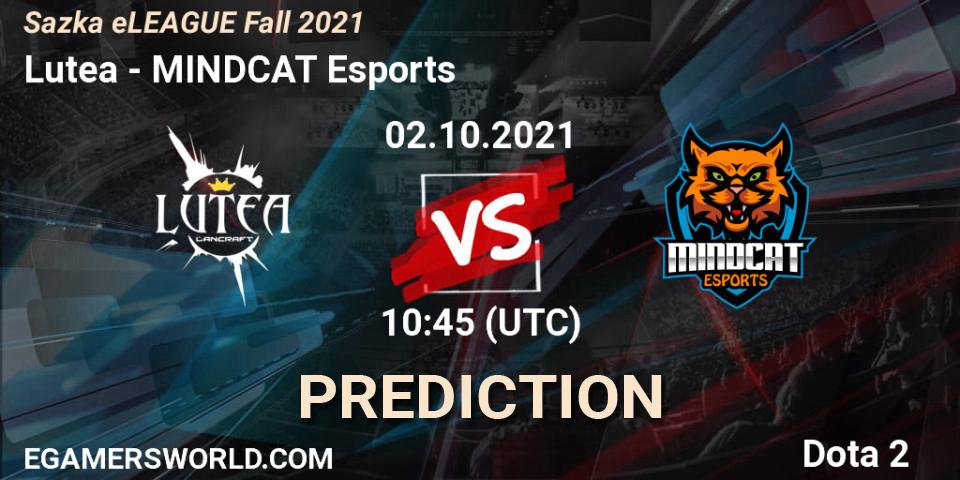 Lutea - MINDCAT Esports: прогноз. 02.10.2021 at 10:45, Dota 2, Sazka eLEAGUE Fall 2021