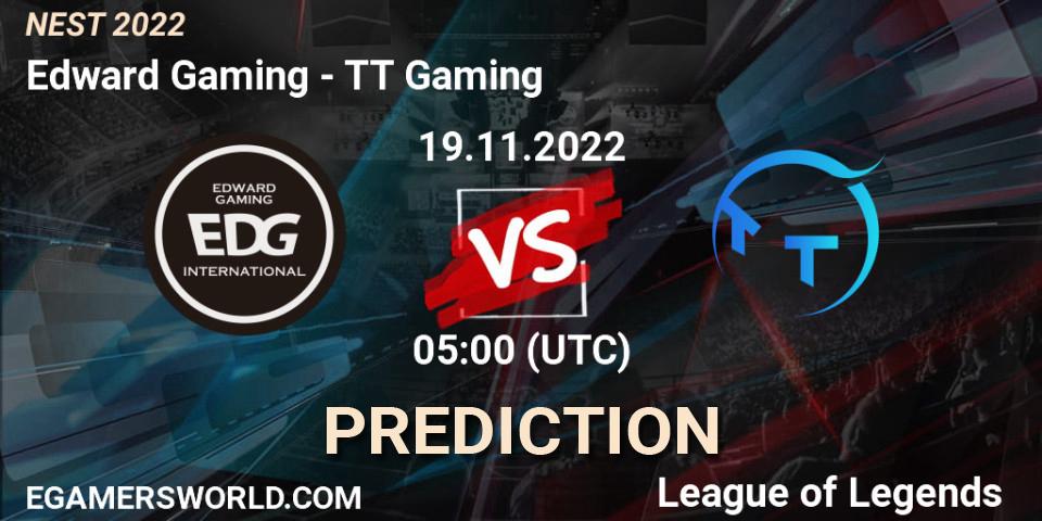 Edward Gaming - TT Gaming: прогноз. 19.11.2022 at 05:25, LoL, NEST 2022