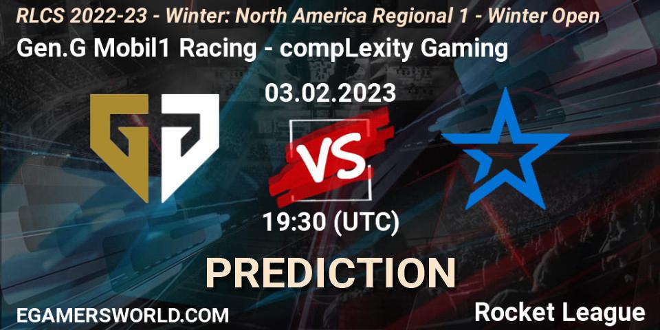 Gen.G Mobil1 Racing - compLexity Gaming: прогноз. 03.02.2023 at 19:30, Rocket League, RLCS 2022-23 - Winter: North America Regional 1 - Winter Open