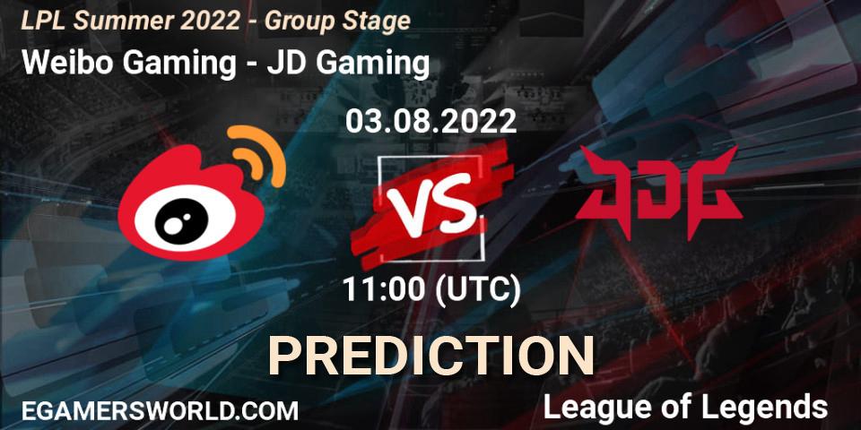 Weibo Gaming - JD Gaming: прогноз. 03.08.2022 at 12:00, LoL, LPL Summer 2022 - Group Stage