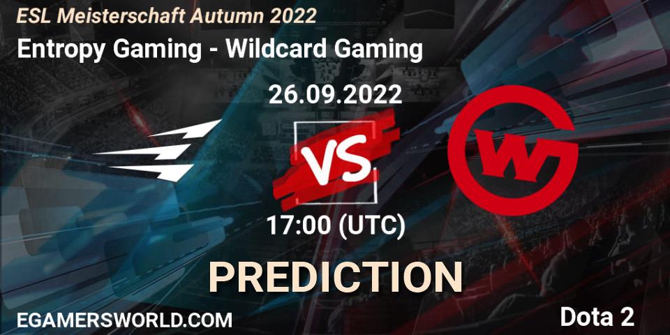 Entropy Gaming - Wildcard Gaming: прогноз. 26.09.2022 at 17:09, Dota 2, ESL Meisterschaft Autumn 2022